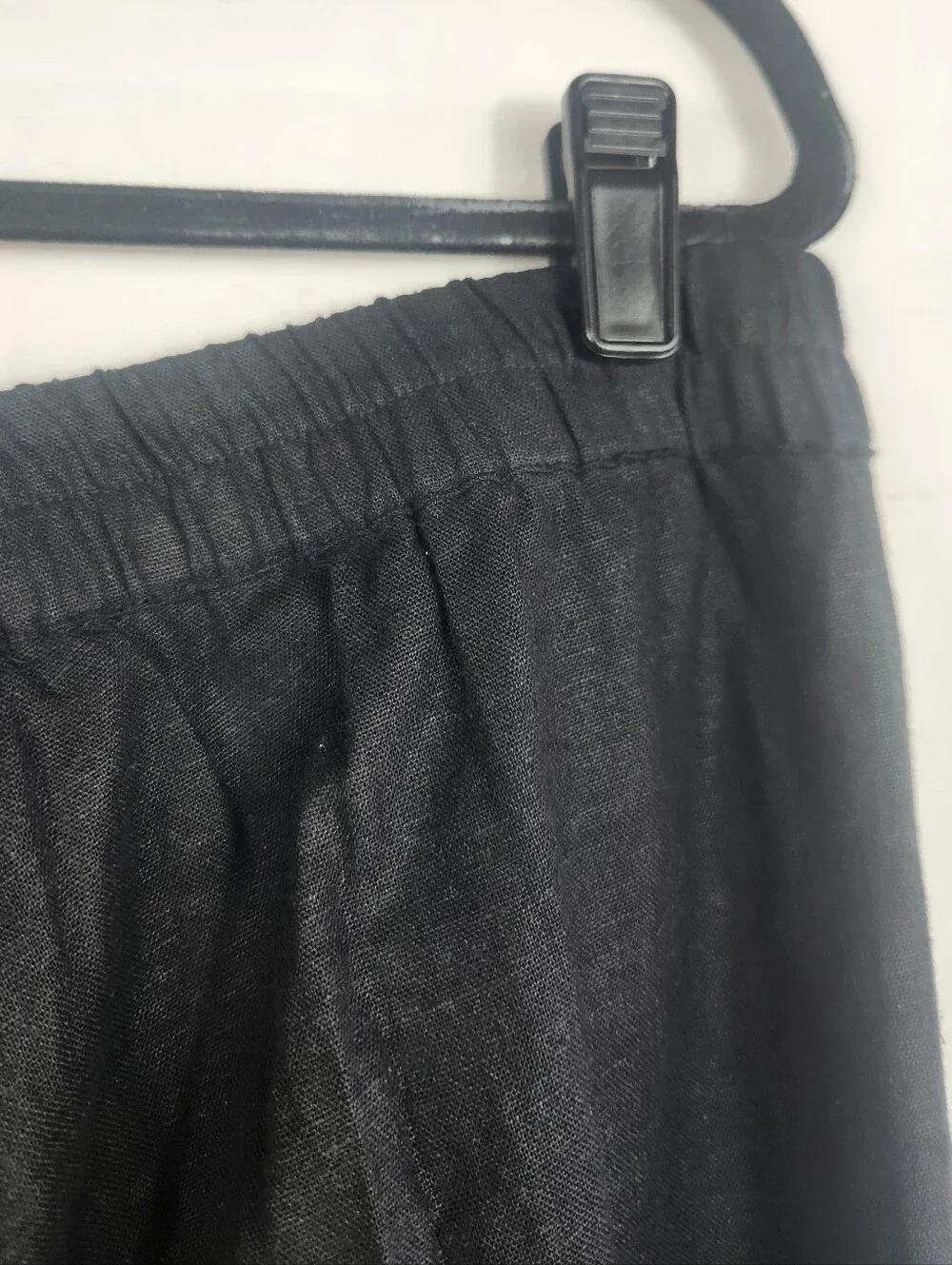 Soft Surroundings Sonoma Black Linen Blend Side Button Wide Leg Pull-On Pants L